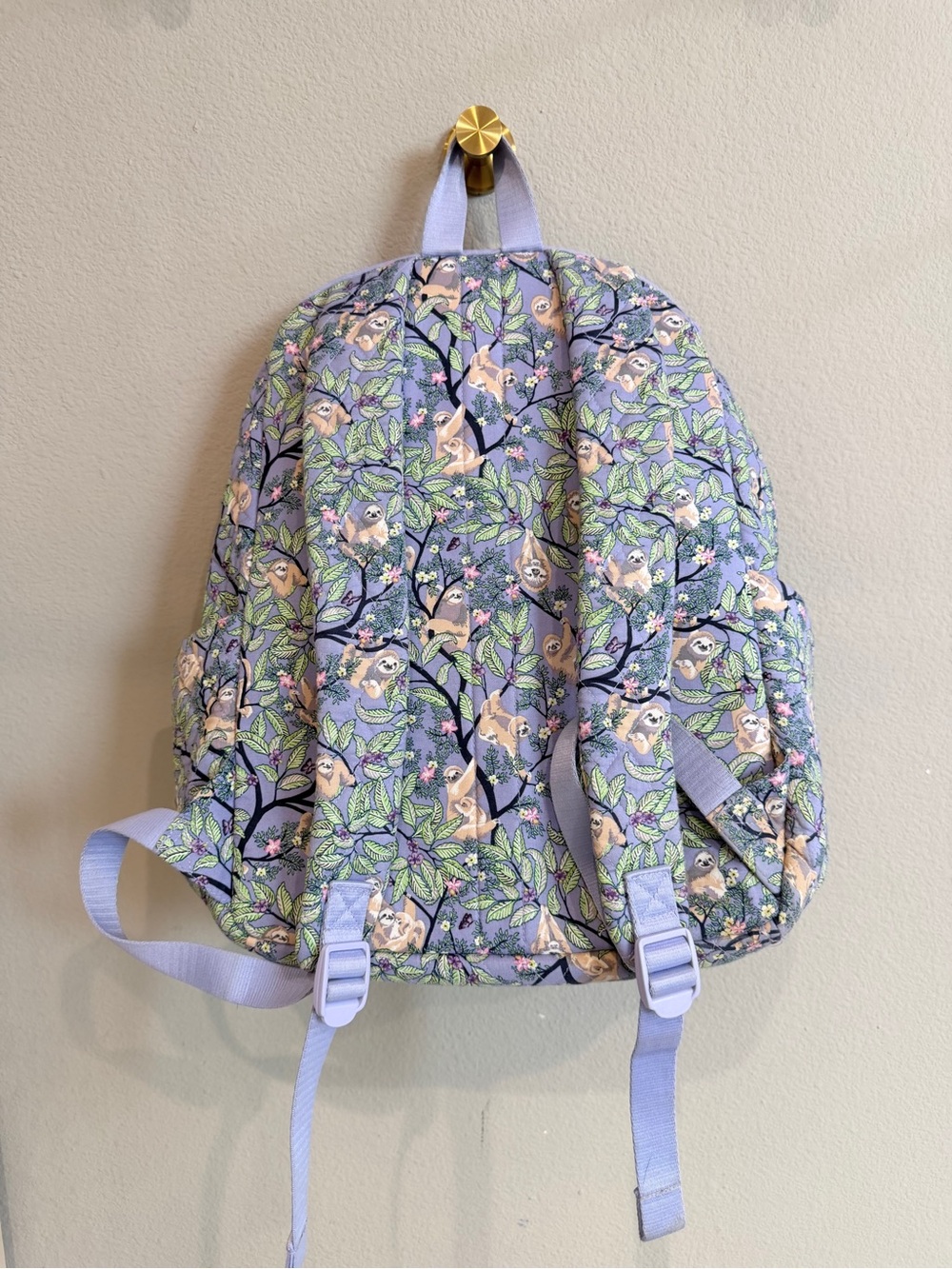 Vera Bradley Campus Backpack Hanging Around Sloth Purple Retired Print - Picture 6 of 9
